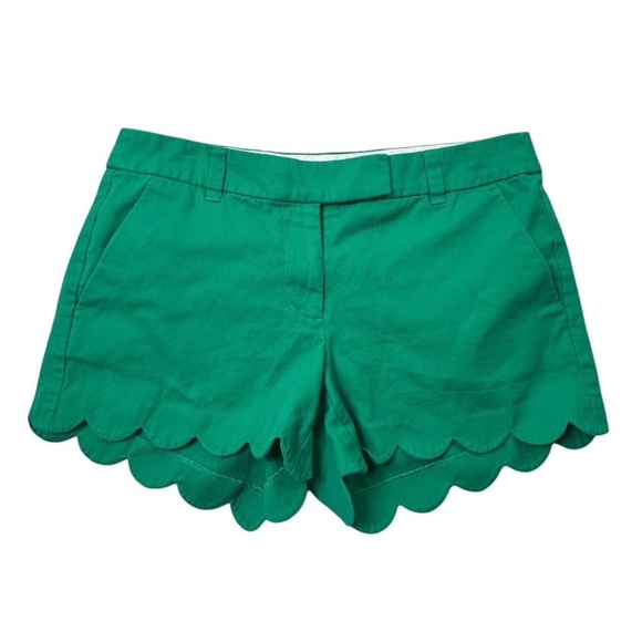 J. Crew Pants - J.Crew Women's Green Scallop Hem Chino Shorts Size 4 Casual Summer